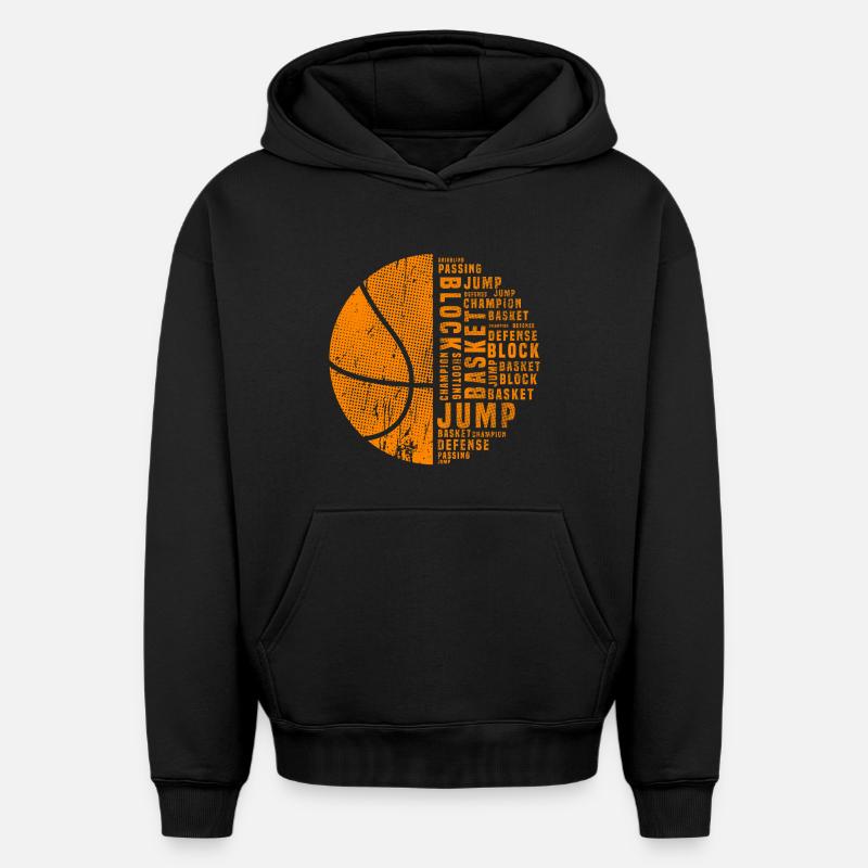 Basket-ball - Sweat à capuche unisexe oversize épais SPREAD - noir
