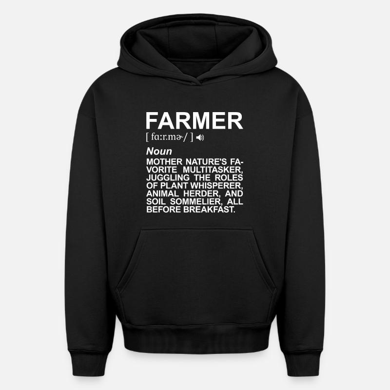 Définitions de Bauer - Sweat à capuche unisexe oversize épais SPREAD - noir
