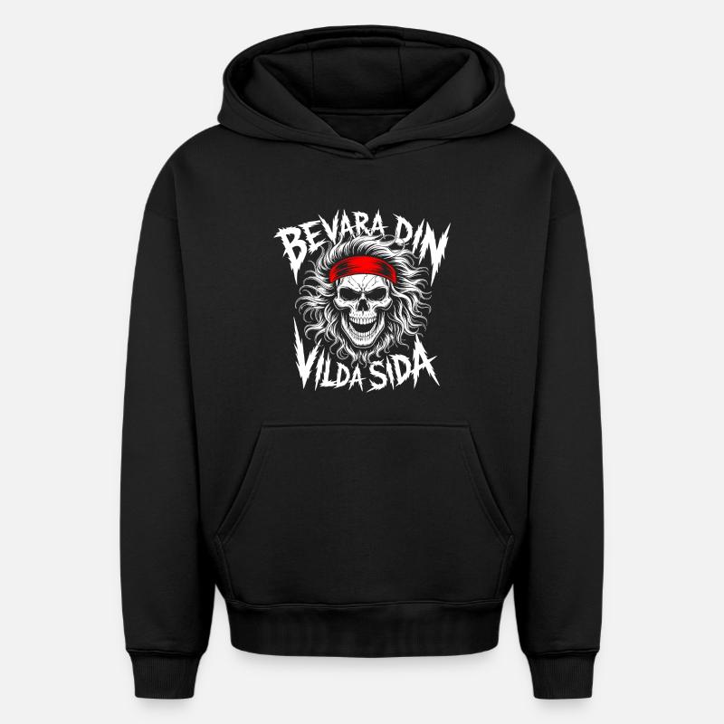 Crâne du Côté Sauvage - Sweat à capuche unisexe oversize épais SPREAD - noir