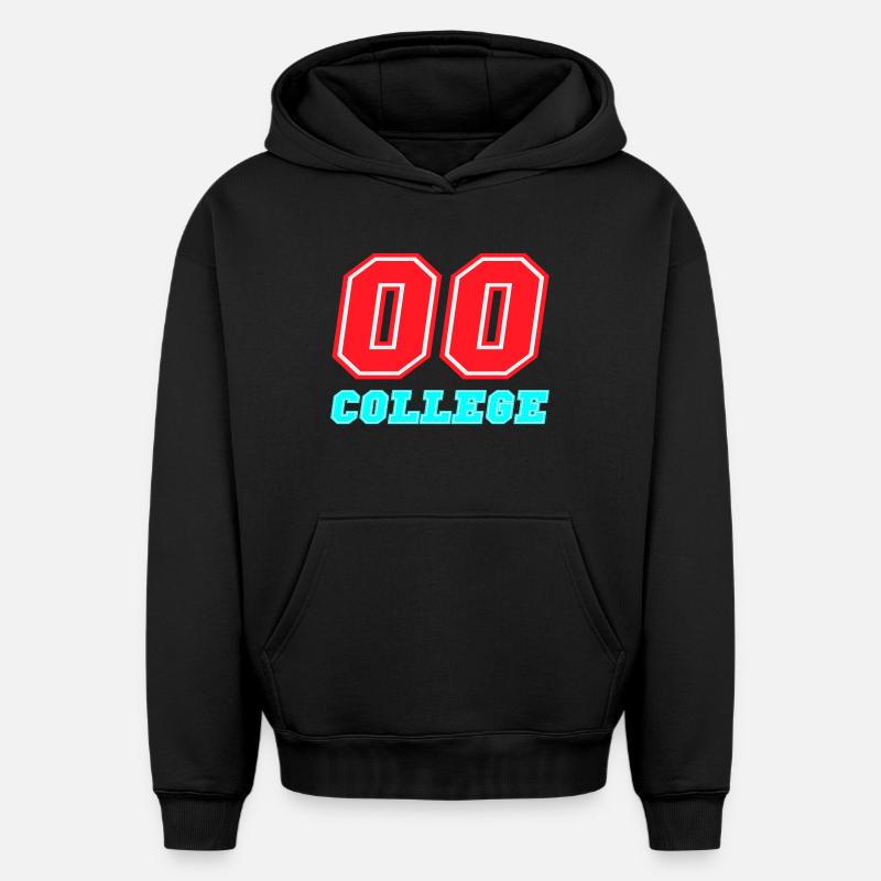 Emblème néon du Collège 00 - Sweat à capuche unisexe oversize épais SPREAD - noir