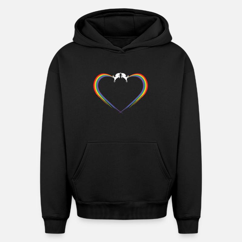 licorne arc en ciel - Sweat à capuche unisexe oversize épais SPREAD - noir