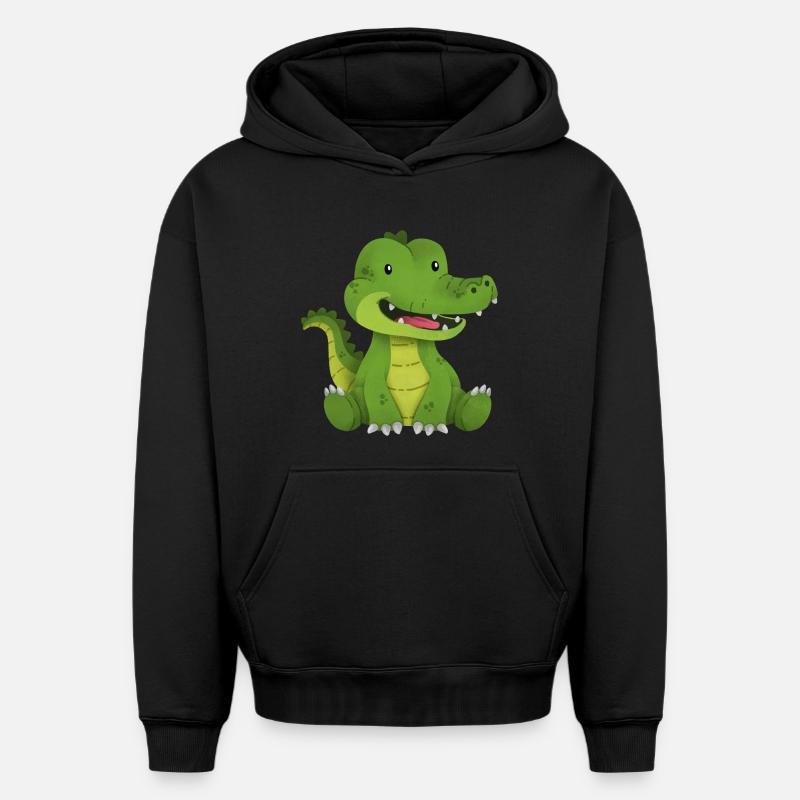 crocodile - Sweat à capuche unisexe oversize épais SPREAD - noir
