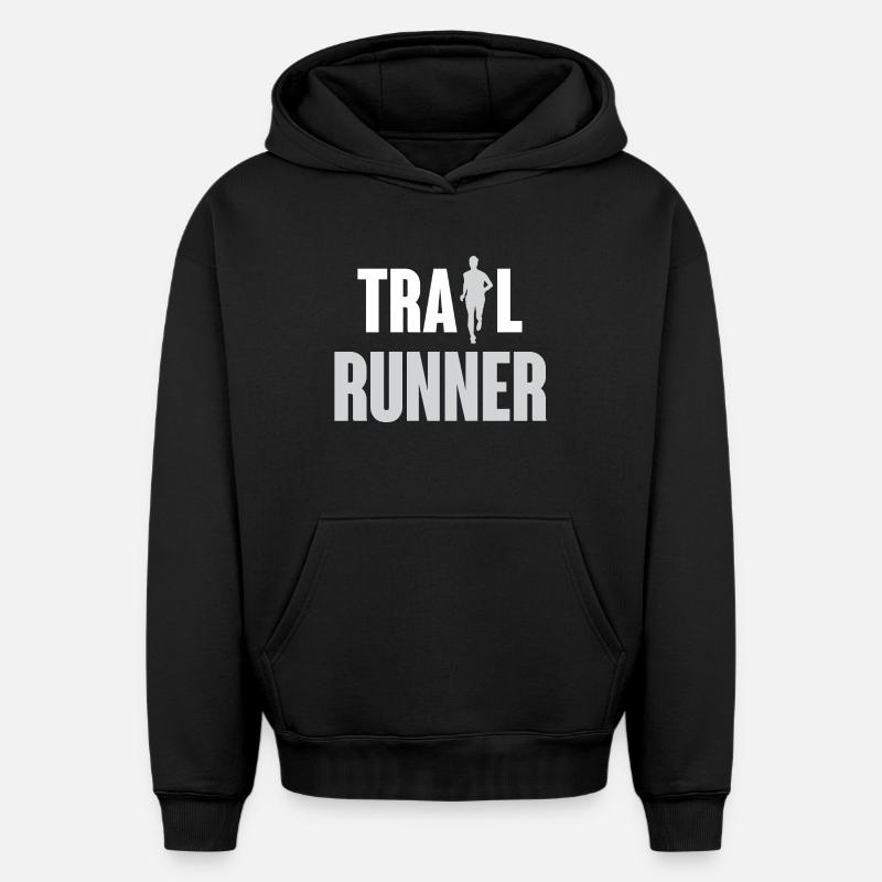 Coureur de trail - Sweat à capuche unisexe oversize épais SPREAD - noir