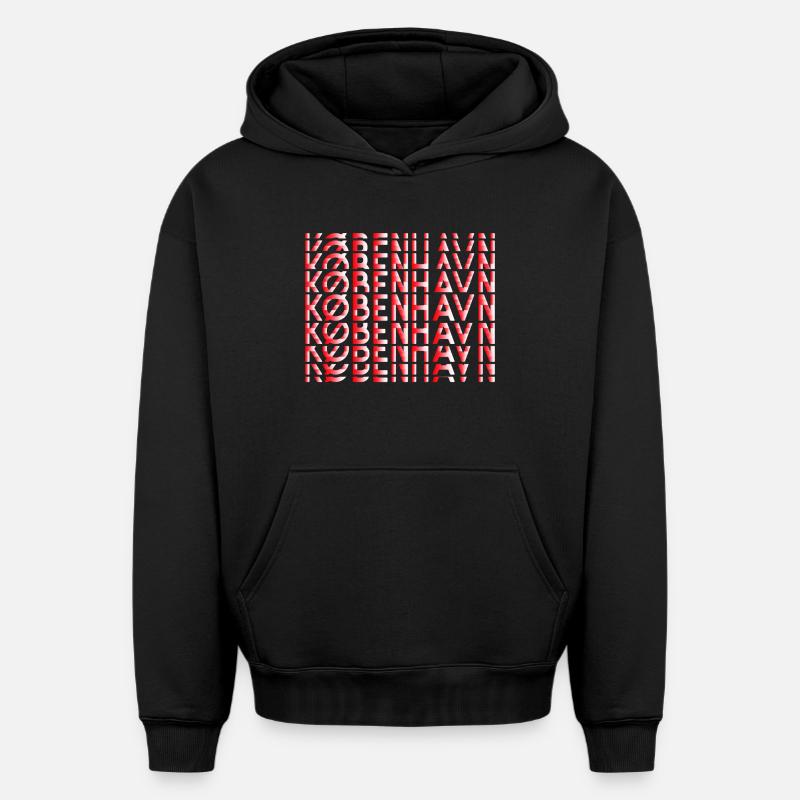 København Neon Grid - Sweat à capuche unisexe oversize épais SPREAD - noir