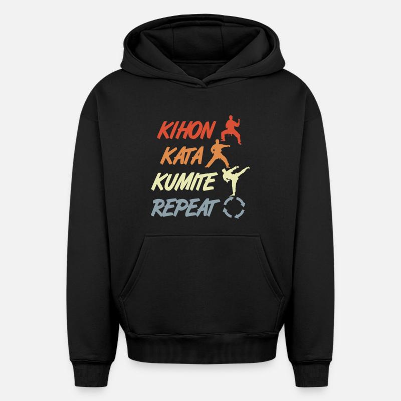 Piliers du karaté - Sweat à capuche unisexe oversize épais SPREAD - noir