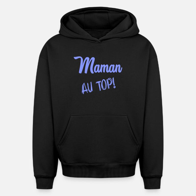 MAMAN - Sweat à capuche unisexe oversize épais SPREAD - noir