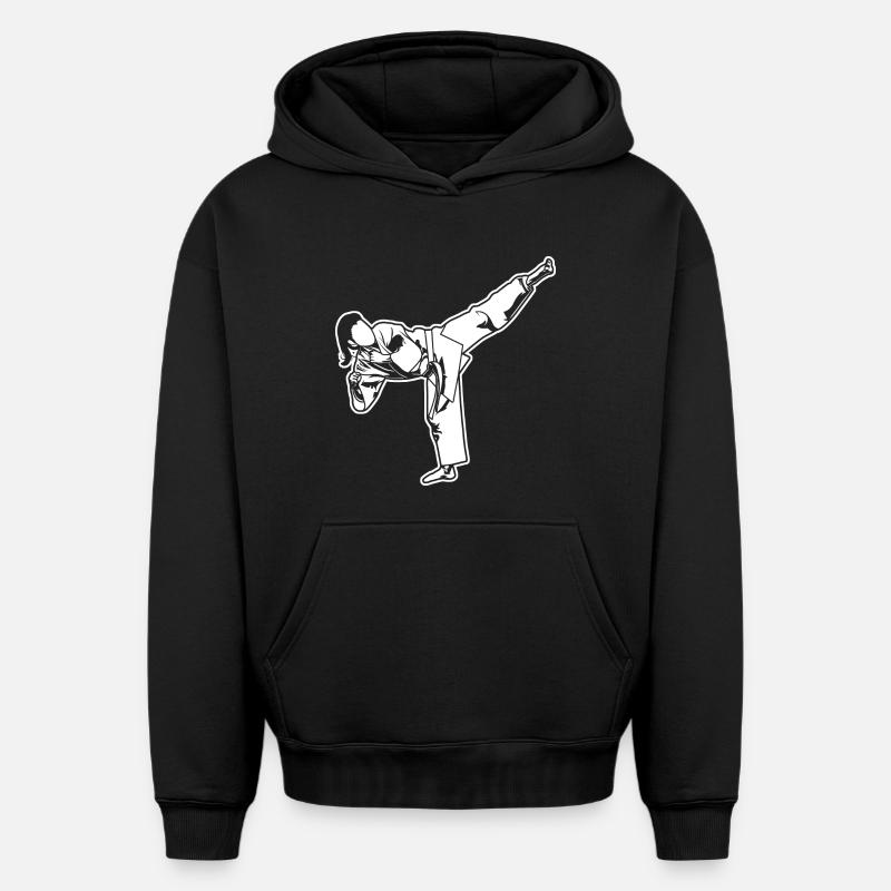 Karatéka féminine - Sweat à capuche unisexe oversize épais SPREAD - noir