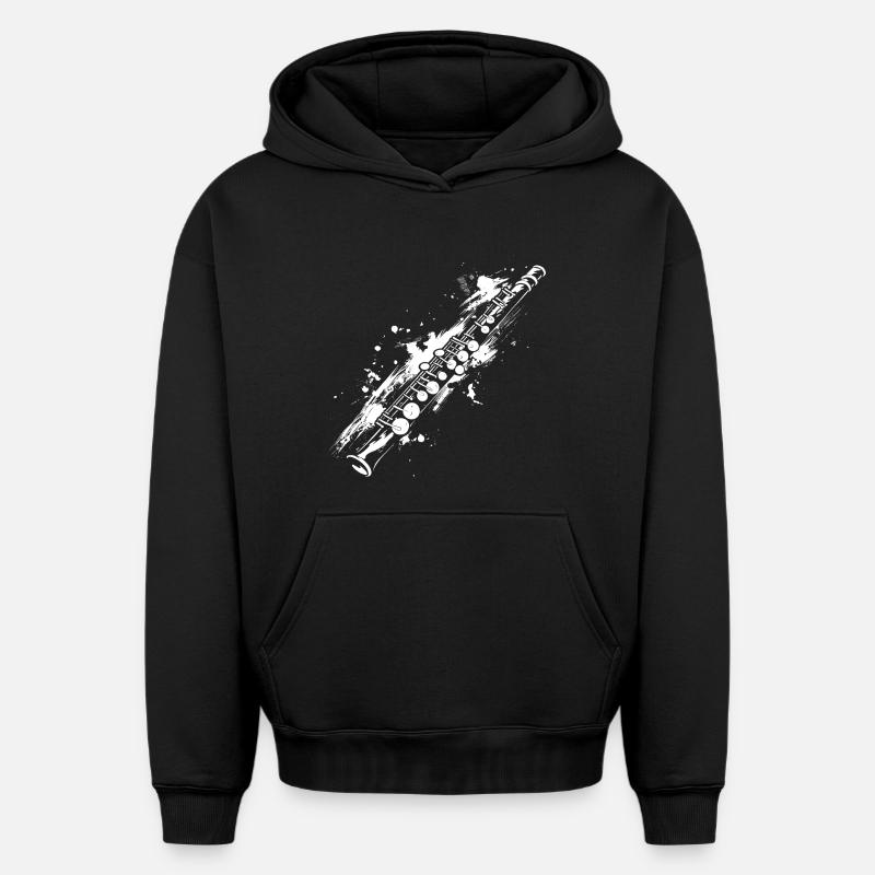 Flûte - Sweat à capuche unisexe oversize épais SPREAD - noir