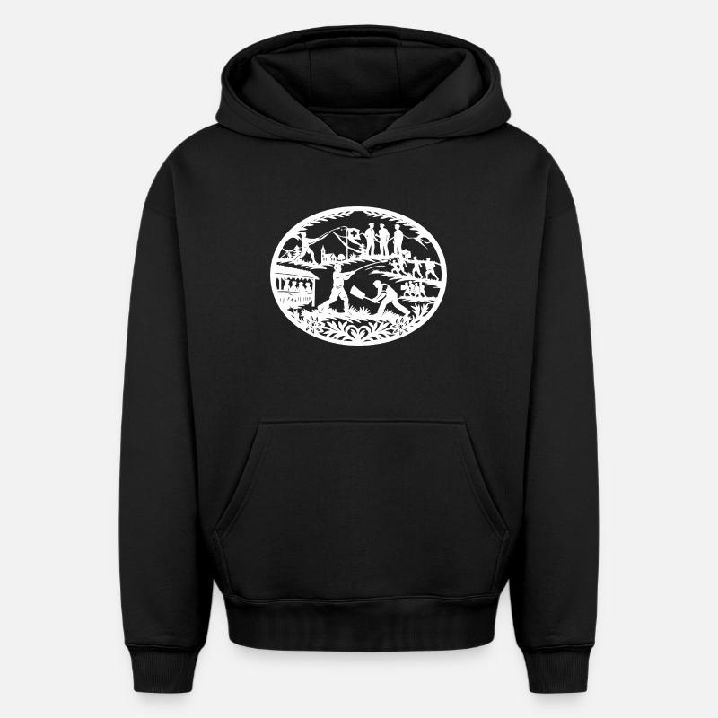 Hornussen_white - Sweat à capuche unisexe oversize épais SPREAD - noir
