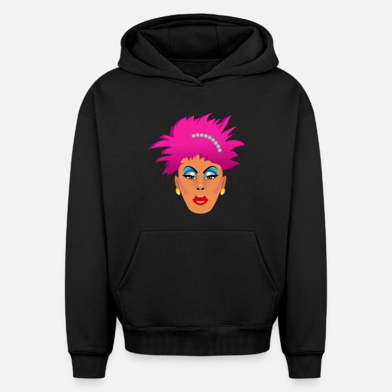 Drag Queen rose - Sweat à capuche unisexe oversize épais SPREAD - noir