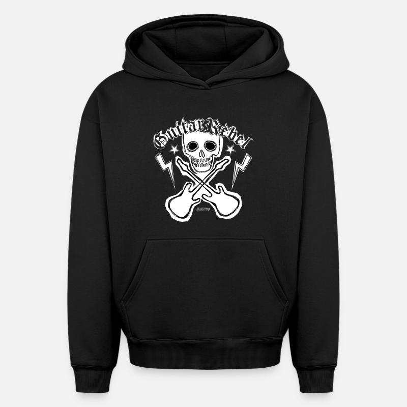 Guitare Rebel - Patchstyle - Sweat à capuche unisexe oversize épais SPREAD - noir