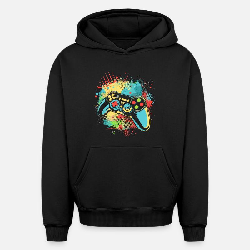 Manette de jeu - Sweat à capuche unisexe oversize épais SPREAD - noir