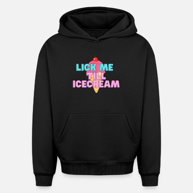 Glace sucrée lèche-moi - Sweat à capuche unisexe oversize épais SPREAD - noir