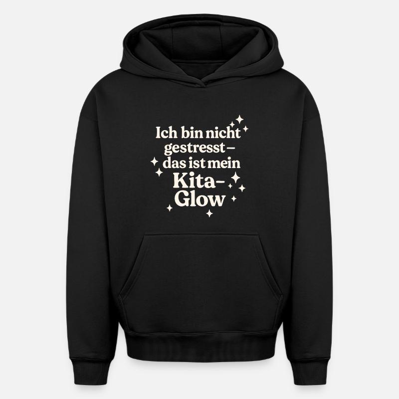 Ich bin nicht gestresst... (hellbeige) - Oversized Heavyweight Unisex Hoodie - Schwarz