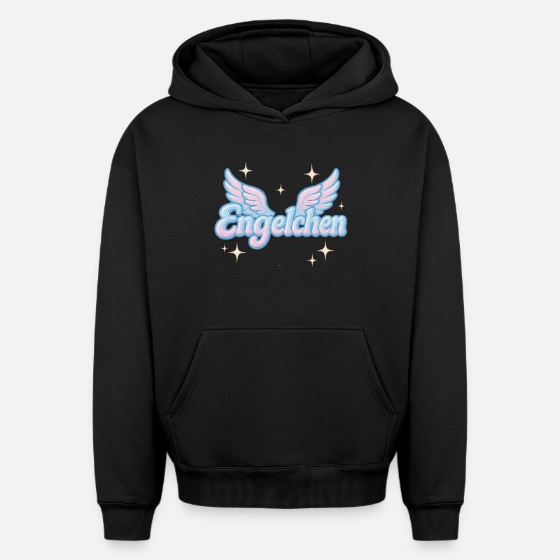 Engelchen / y2k statement spitzname design - Oversized Heavyweight Unisex Hoodie - Schwarz
