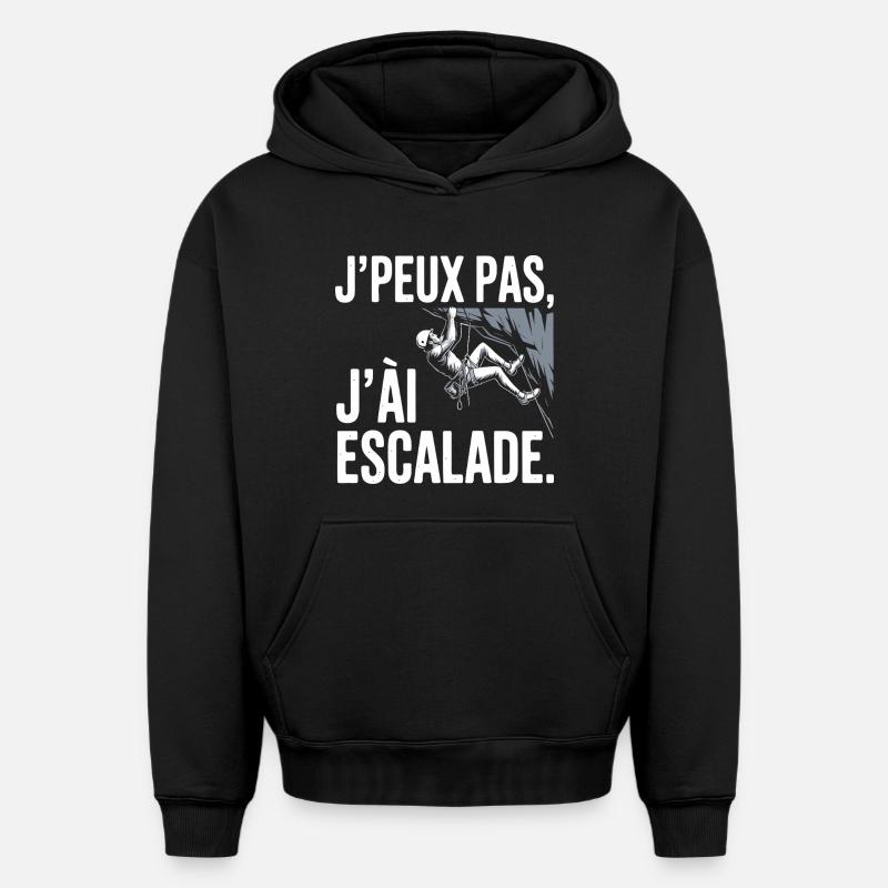 j'peux pas j'ai escalade - Sweat à capuche unisexe oversize épais SPREAD - noir