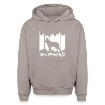 German Shepherd - Oversized Heavyweight Unisex Hoodie - Taupe - Vorne - AI Model Female 172 light (172cm) & AI Model Male 185 light (185cm)