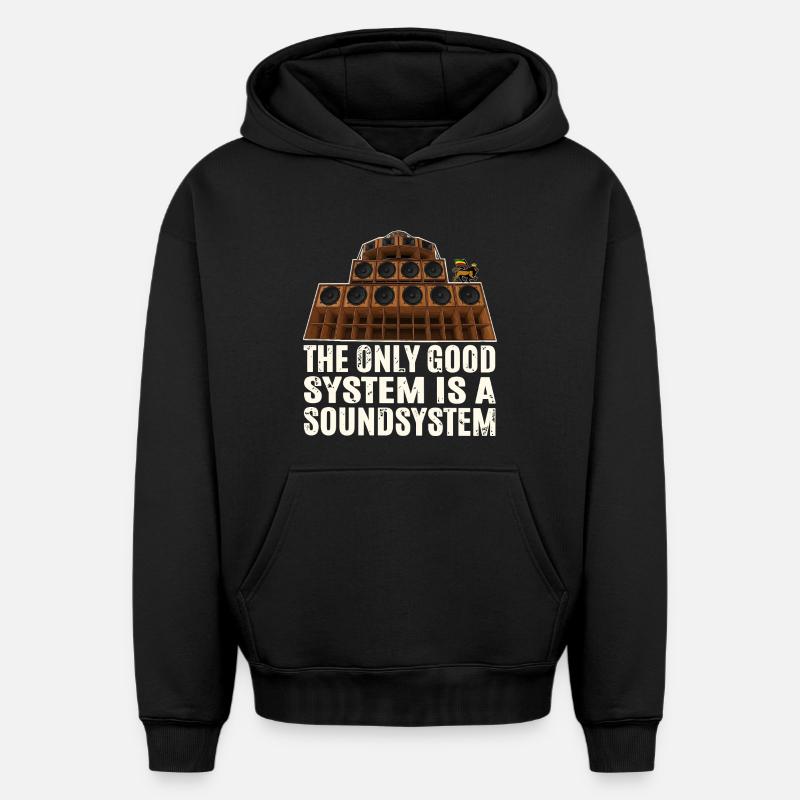 Sound System Reggae - Sweat à capuche unisexe oversize épais SPREAD - noir