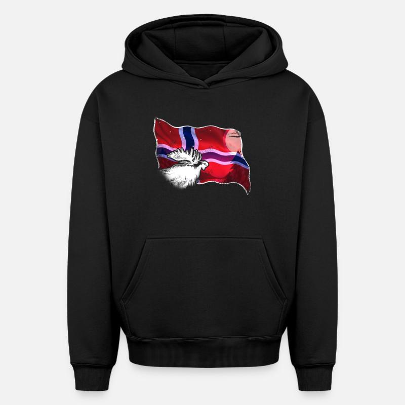 Norvège - Sweat à capuche unisexe oversize épais SPREAD - noir