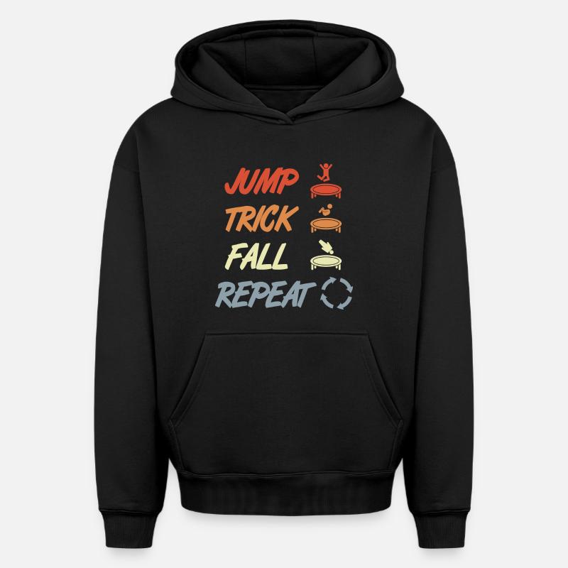 Trampoline Techniques - Sweat à capuche unisexe oversize épais SPREAD - noir