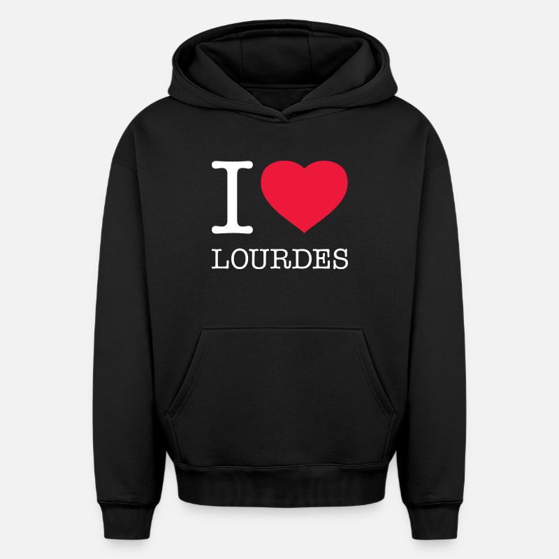 J’AIME LOURDES - Sweat à capuche unisexe oversize épais SPREAD - noir