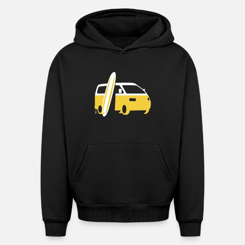 Vanlife & Surf - Sweat à capuche unisexe oversize épais SPREAD - noir