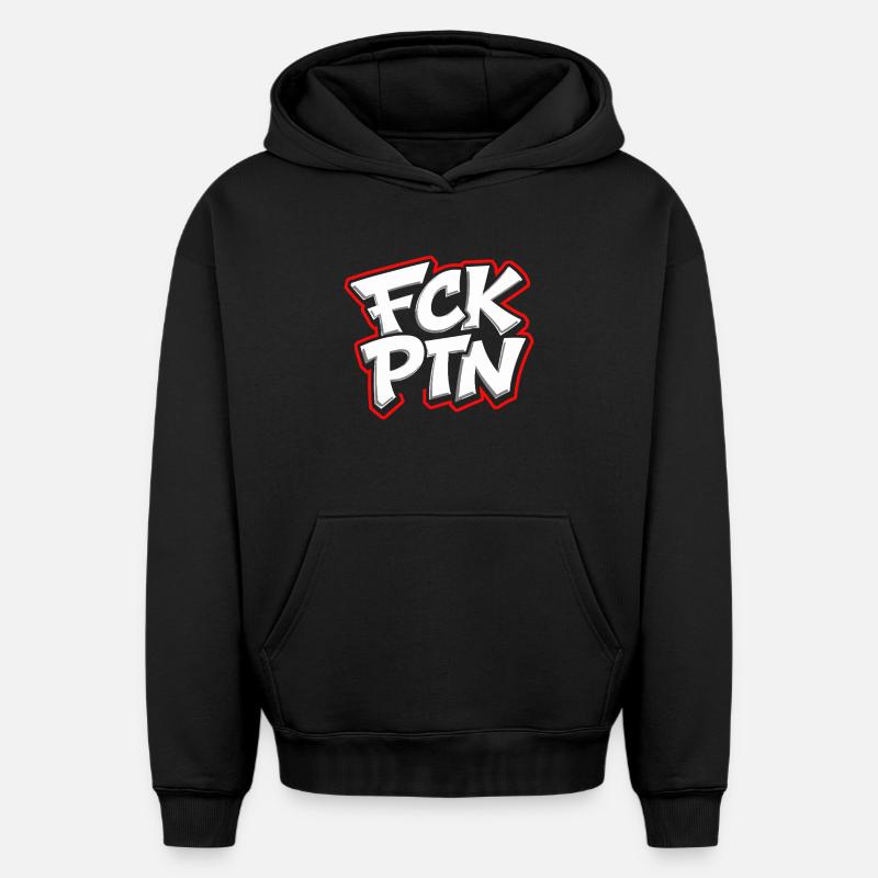 Déclaration anti-Poutine du FCK PTN - Sweat à capuche unisexe oversize épais SPREAD - noir