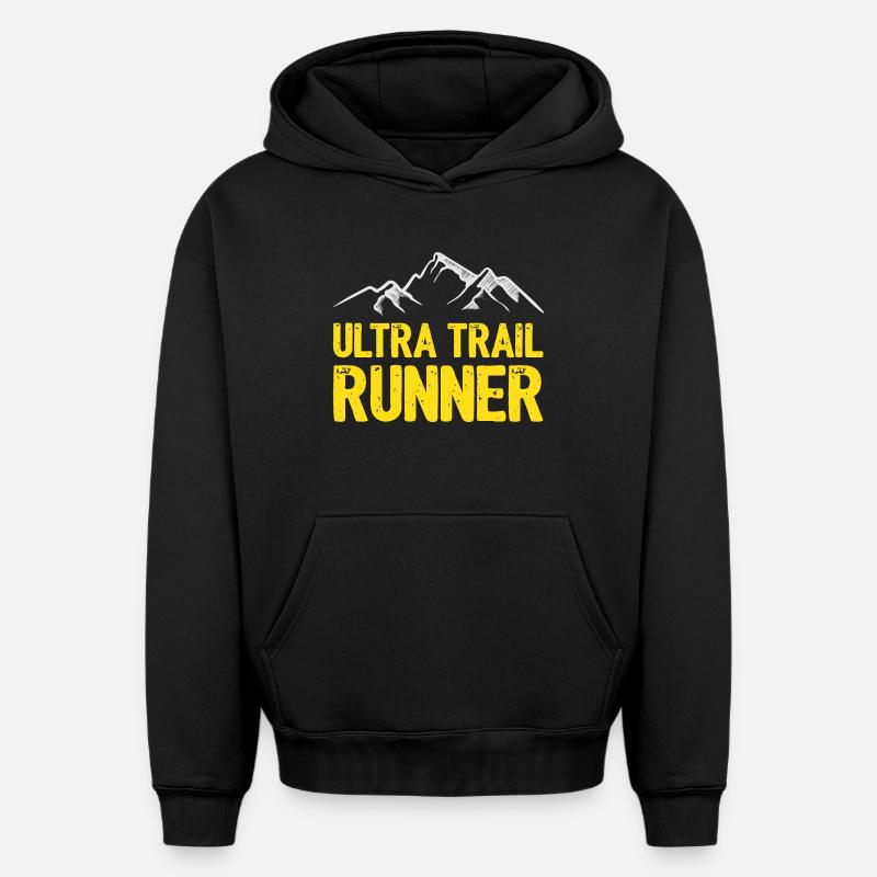Coureur d’ultra-trail - Sweat à capuche unisexe oversize épais SPREAD - noir