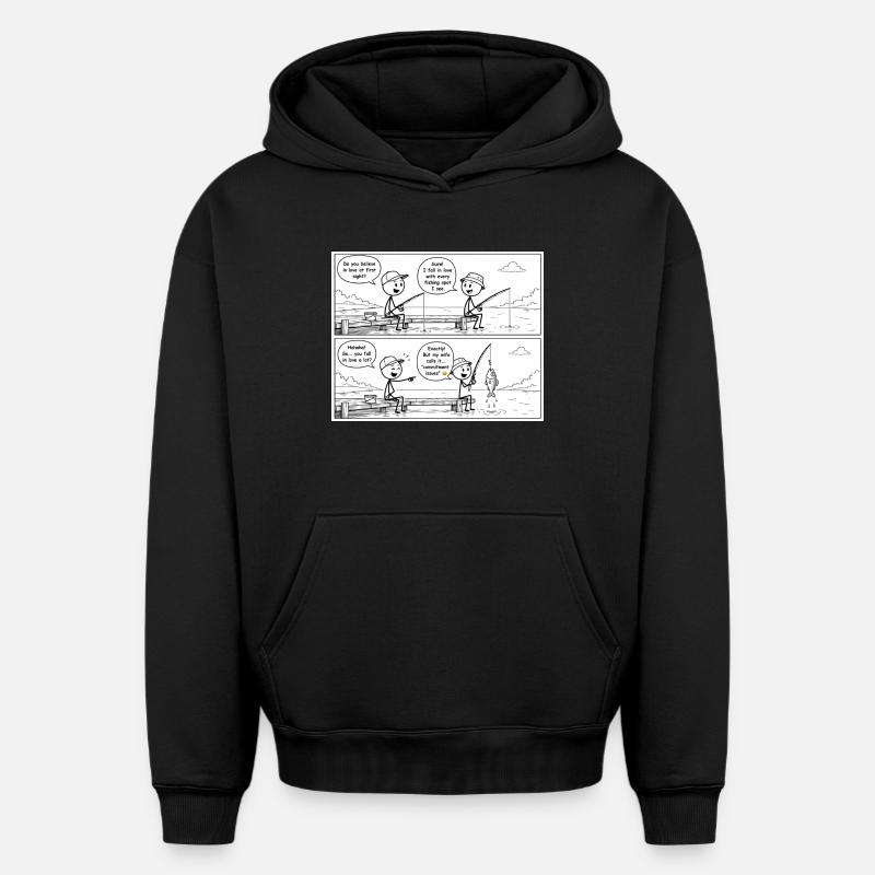 Hooked on Commitment - Oversized Heavyweight Unisex Hoodie - black