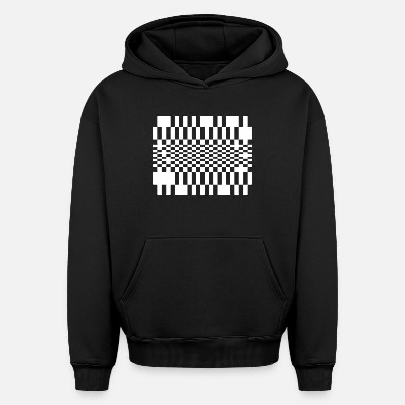 Grille d’ondes optiques - Sweat à capuche unisexe oversize épais SPREAD - noir