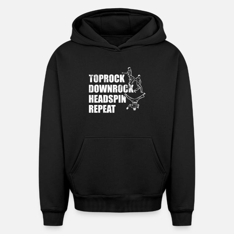 Breakdance Techniques - Sweat à capuche unisexe oversize épais SPREAD - noir