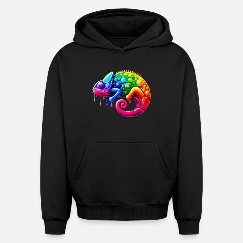 Caméléon - Sweat à capuche unisexe oversize épais SPREAD - noir