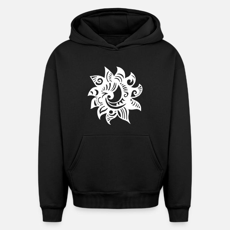 Soleil blanc étrange - Sweat à capuche unisexe oversize épais SPREAD - noir