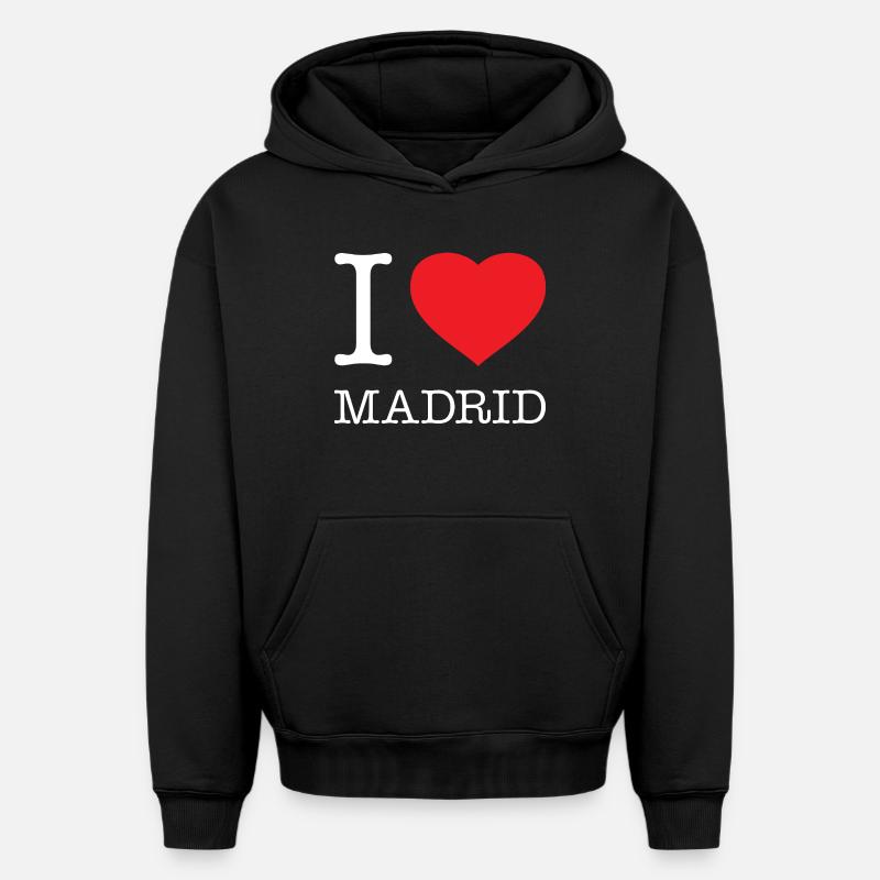 J’ADORE MADRID - Sweat à capuche unisexe oversize épais SPREAD - noir