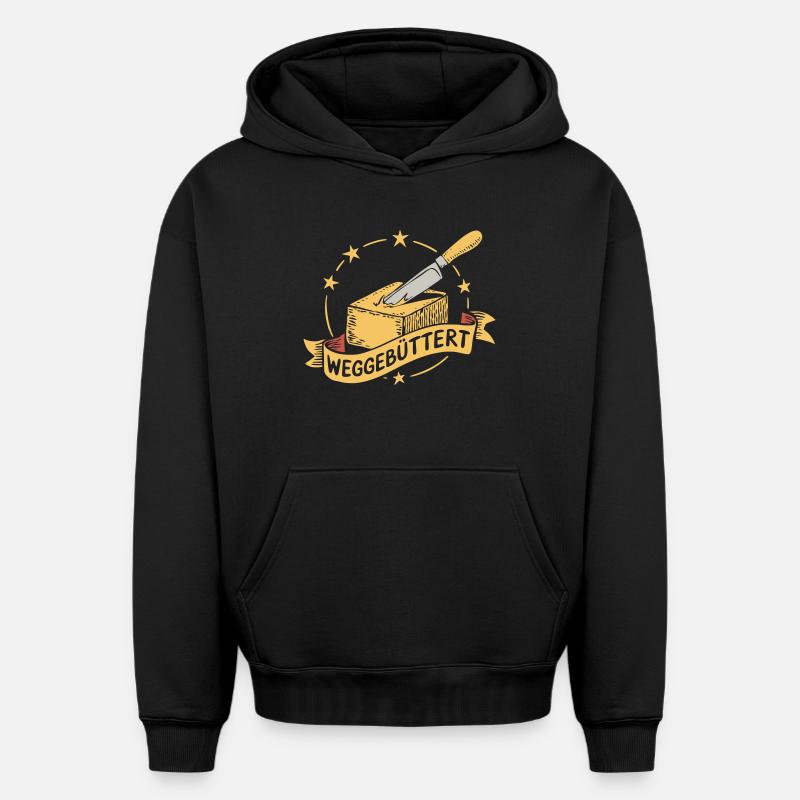 Drôle beurré - Sweat à capuche unisexe oversize épais SPREAD - noir