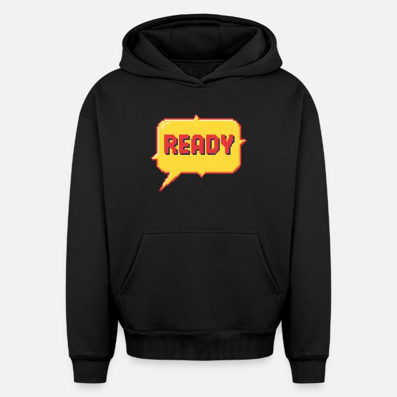 Pixel Burst prêt - Sweat à capuche unisexe oversize épais SPREAD - noir