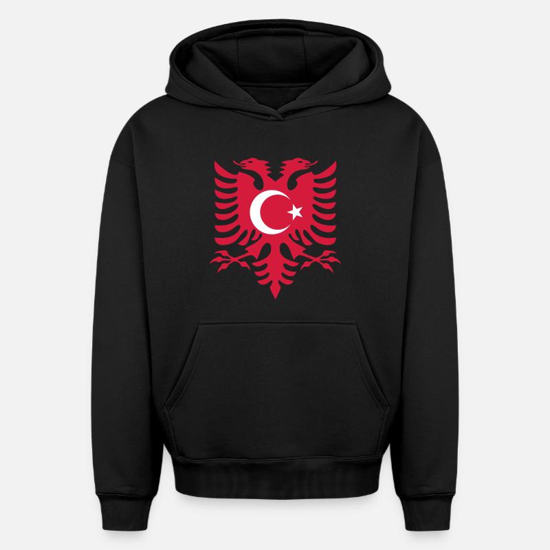 Drapeau Albanie Turquie - Sweat à capuche unisexe oversize épais SPREAD - noir