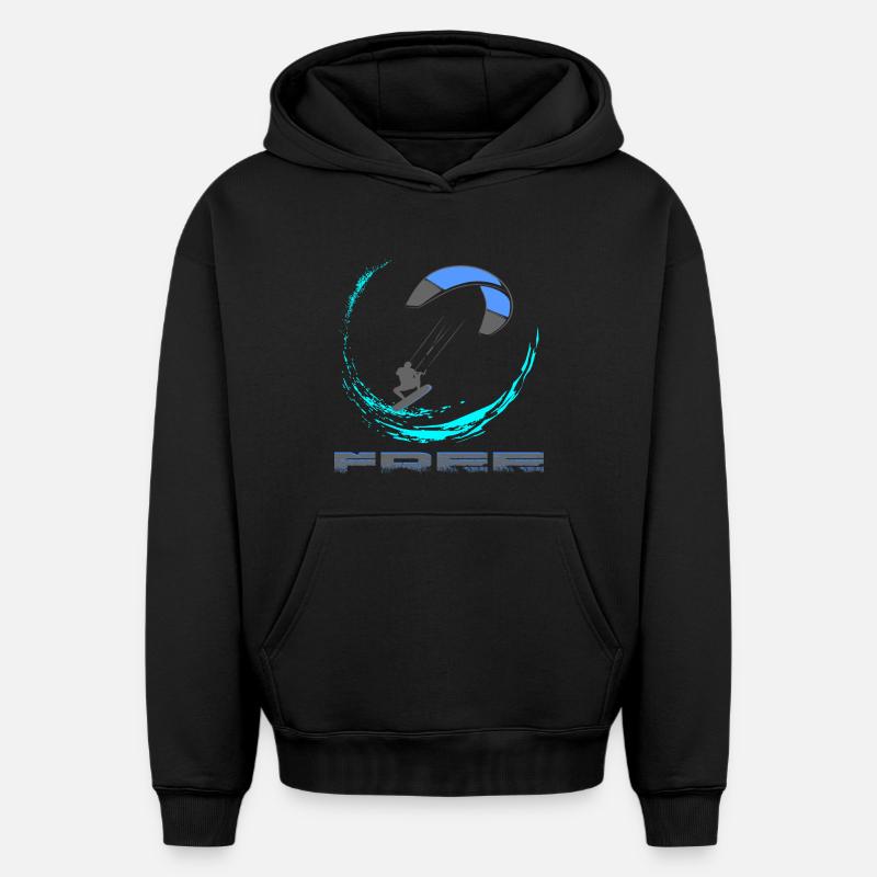 Kitesurf - Sweat à capuche unisexe oversize épais SPREAD - noir