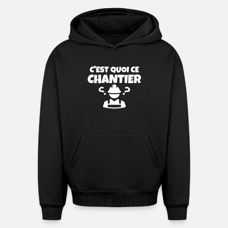 chantier, chef de chantier, construction - Sweat à capuche unisexe oversize épais SPREAD - noir