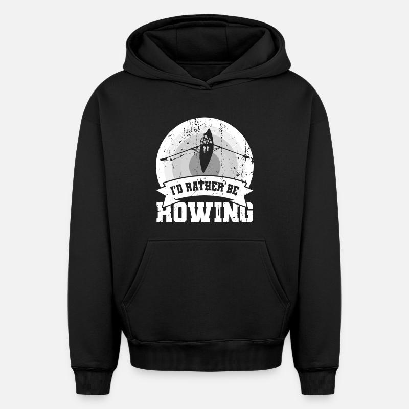 Je préfère ramer - Sweat à capuche unisexe oversize épais SPREAD - noir