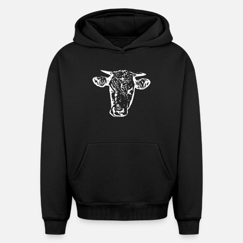 Vache - Sweat à capuche unisexe oversize épais SPREAD - noir