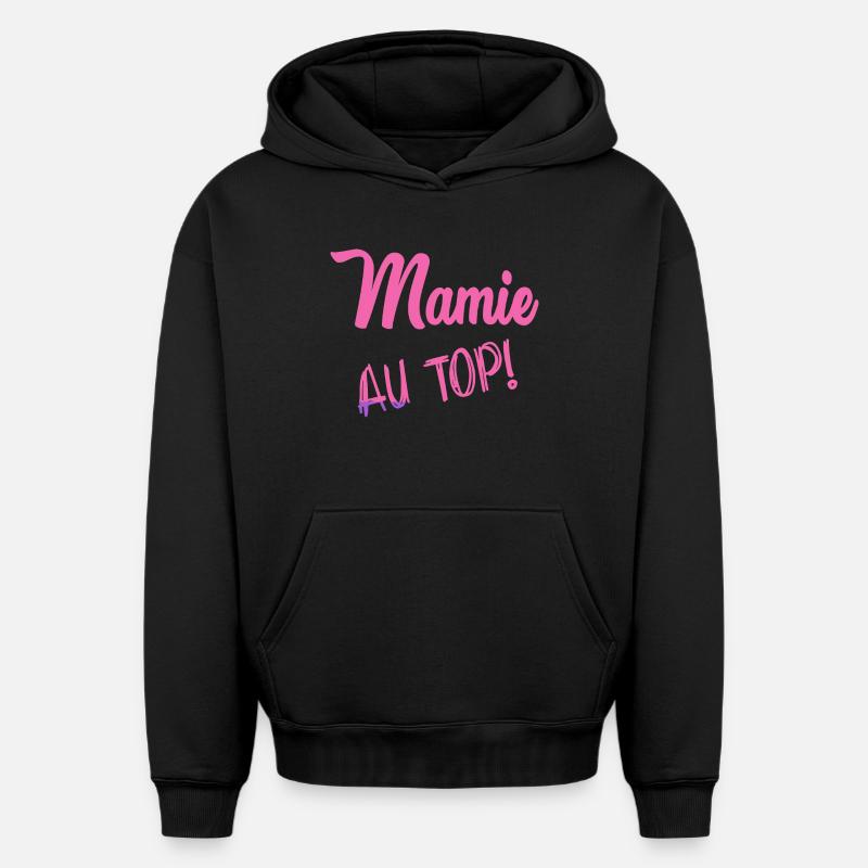 MAMIE - Sweat à capuche unisexe oversize épais SPREAD - noir