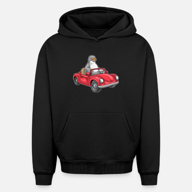 Voiture Pingouin - Sweat à capuche unisexe oversize épais SPREAD - noir