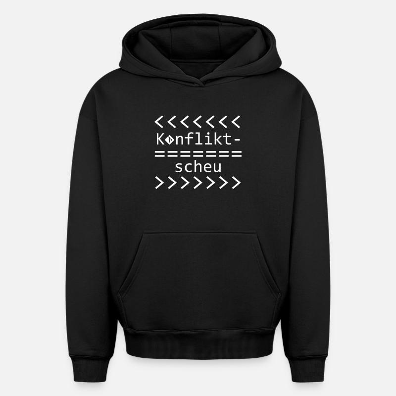 Conflict Aversion Git Nerd Shirt - Oversized Heavyweight Unisex Hoodie - black