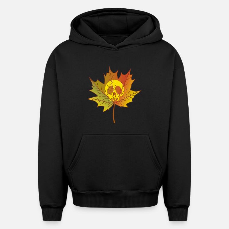 Feuille morte - Sweat à capuche unisexe oversize épais SPREAD - noir