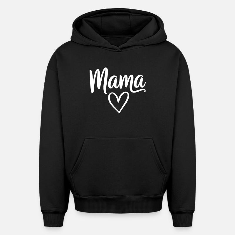 Mama Heart Script - Sweat à capuche unisexe oversize épais SPREAD - noir