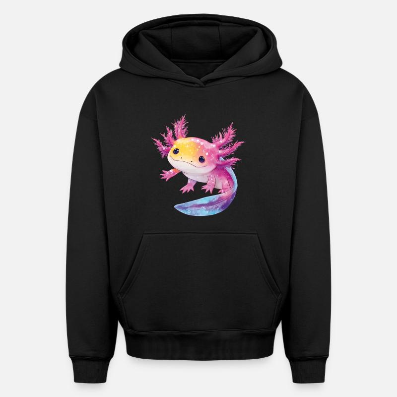 Axolotl - Sweat à capuche unisexe oversize épais SPREAD - noir