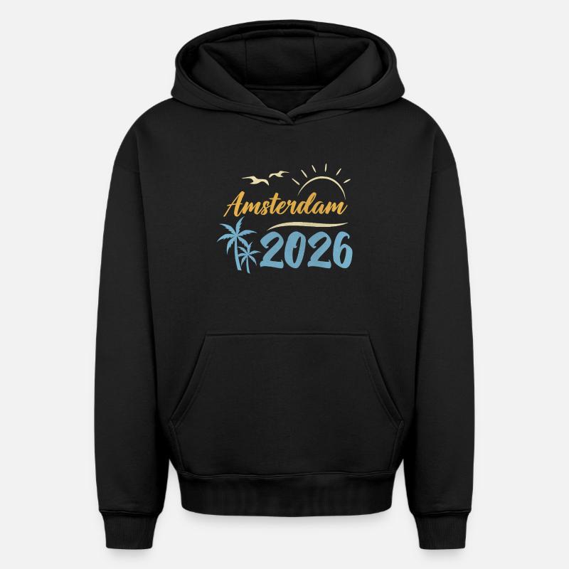 Amsterdam 2026 - Sweat à capuche unisexe oversize épais SPREAD - noir