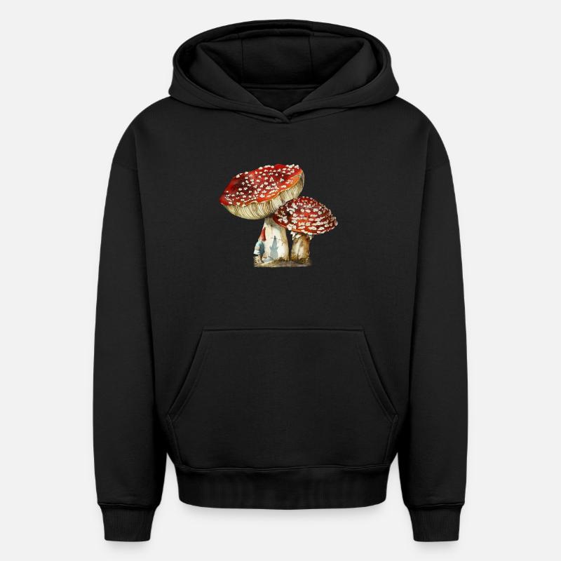 gnome - Sweat à capuche unisexe oversize épais SPREAD - noir