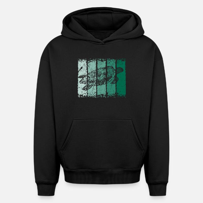 Tortue - Sweat à capuche unisexe oversize épais SPREAD - noir